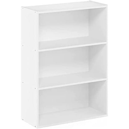 Furinno Pasir 3-Tier Open Shelf Bookcase in Elegant Plain White - WoodArtSupply