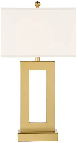 360 Lighting Marshall Modern Glam Luxury Table Lamp 30" Tall Gold Metal Open Base Oatmeal Rectangular Shade Decor for Living Room Bedroom House Bedside Nightstand Home Office Entryway 360 Lighting