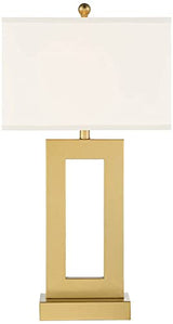 360 Lighting Marshall Modern Glam Luxury Table Lamp 30" Tall Gold Metal Open Base Oatmeal Rectangular Shade Decor for Living Room Bedroom House Bedside Nightstand Home Office Entryway 360 Lighting