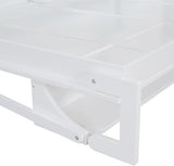 Full Horizontal Murphy Bed with Desk,Solid Wood Folding Hideaway Murphy Wall Bed for Adult,Guest Room (White) MERITLINE