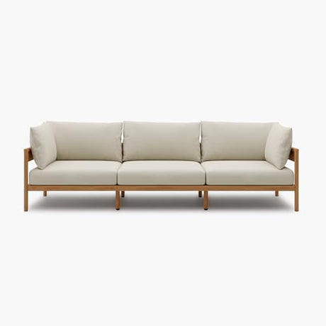 Acanva Modern Outdoor Patio Furniture Set, All-Weather Aluminium Conversation Sectional Sofa with Thick Cushions for Backyard, Garden, Porch, Couch, Beige Acanva