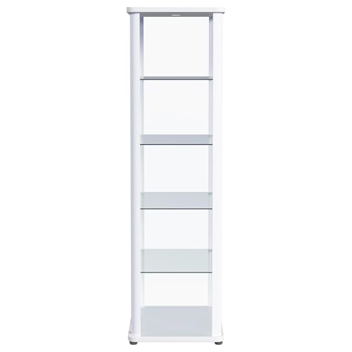 Coaster Home Furnishings Aero 5-Shelf Display Curio Cabinet with LED Lighting White Coaster Home Furnishings