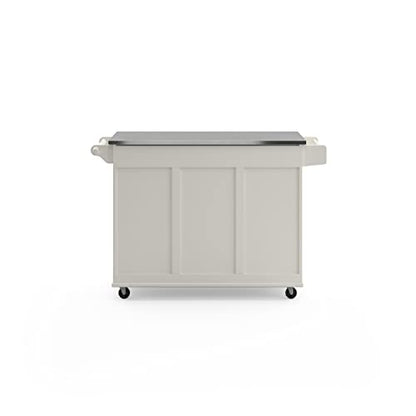 Homestyles Kitchen Cart with Stainless Steel Metal Top Rolling Mobile Kitchen Island with Storage and Towel Rack 54 Inch Width Off White - WoodArtSupply