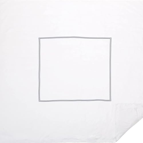 BedDecor Luxury Soft Brushed 400-Thread-Count Egyptian Cotton Embroidered Duvet Cover Set with Beautiful 2-Stripe Embroidery - - Twin/Twin-XL - White/Silver Grey BedDecor