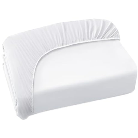 Twin Fitted Sheet Only, Twin Size Sheets for Kids Up to 12 Inches Deep Procket, Single Bed Mattress Sheets Stretchable Breathable Cover for Air Mattress, White Coldwind