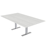 6 Person Rectangle Conference Table with Brushed Silver Metal T-Base | Scratch-Resistant Laminate | Harmony Series Meeting Tables for Offices, Training Rooms, and Homes | White Cypress – 7ft SKUTCHI DESIGNS INC.