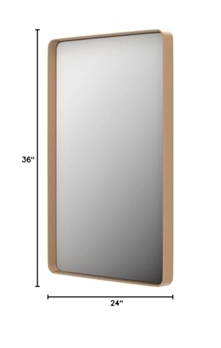 LOAAO 24”X36” Gold Bathroom Mirror, Rounded Rectangle Gold Frame Mirror, Brushed Gold Bathroom Vanity Mirror Wall-Mounted, Anti-Rust, Tempered Glass, Hangs Horizontally or Vertically LOAAO