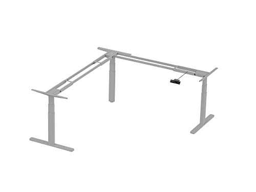 Monoprice Triple-Motor Sit-Stand Corner Desk Frame - Height-Adjustable, L-Shaped, Gray - Workstream Collection Monoprice