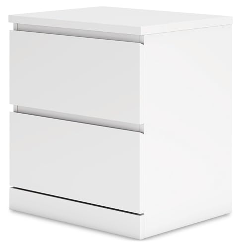 Signature Design by Ashley Onita Contemporary 2 Drawer Nightstand, 21.75" Tall, White Signature Design by Ashley