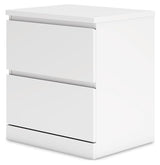 Signature Design by Ashley Onita Contemporary 2 Drawer Nightstand, 21.75" Tall, White Signature Design by Ashley