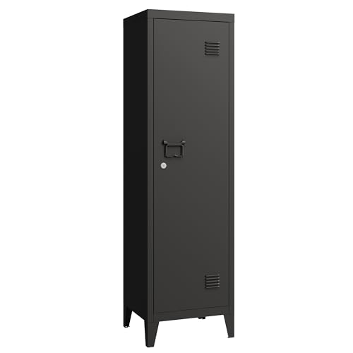 MIOCASA Metal Locker Storage Cabinet with 3 Shelves Industrial Lockable 1 Door File Cabinet for School, Home, Office, Garages MIOCASA