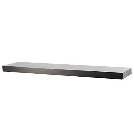 MANTELSDIRECT Titus 52 Inch Metal Stainless Steel Non-Combustible Fireplace Mantel Shelf - Shadow Iron Beautiful Modern Shelf Perfect for Electric Fireplaces and More! MANTELSDIRECT