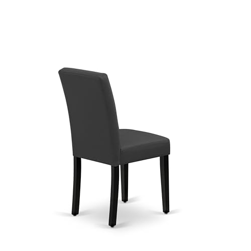 East West Furniture DUAS6-BLK-12 6 Piece Dinner Table Set Contain A Kitchen Table and a Dining Bench 4 Dark Gray Polyester Fabric Person Chairs with Stylish Back- Black Finish East West Furniture