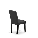 East West Furniture DUAS6-BLK-12 6 Piece Dinner Table Set Contain A Kitchen Table and a Dining Bench 4 Dark Gray Polyester Fabric Person Chairs with Stylish Back- Black Finish East West Furniture
