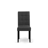 East West Furniture DUAS6-BLK-12 6 Piece Dinner Table Set Contain A Kitchen Table and a Dining Bench 4 Dark Gray Polyester Fabric Person Chairs with Stylish Back- Black Finish East West Furniture