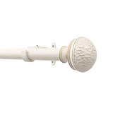 Deco Window 1 Inch Extendable 36"-66" Farmhouse Ivory Curtain Rod for Windows & Doors with Hammered Mushroom Finials & Brackets Set Deco Window