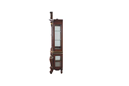 Acme Picardy Wooden Curio Cabinet with Glass Doors in Cherry Oak