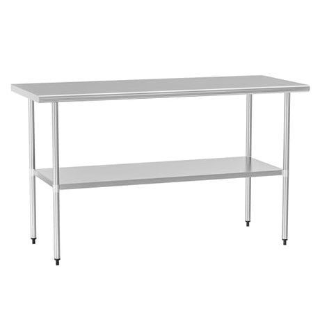 Chingoo Stainless Steel Table 30 x 60 Inches Metal Prep Table with Adjustable Undershelf for Commercial Kitchen & Outdoor Use Chingoo