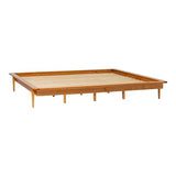 Mid Century Modern Caramel Solid Wood Platform Bed Frame with Headboard and Footboard, King Size Walker Edison