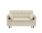 PBOGHLRD Modern Corduroy Loveseat Futon Sofa Couch with Pullout Bed, Small Lounge Sofa with Reclining Backrest, Folding Sleeper Sofa Bed for Living Room, Bedroom, Office, Apartment (Beige) PBOGHLRD