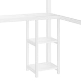 Bellemave Metal Queen Size Loft Bed with Desk and Wardrobe,Heavy Duty Loft Bed Frame with Storage Shelves for Kids,Teens,Adults, Space Saving,White Bellemave