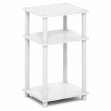 Furinno Turn-N-Tube Side Table, 3-Tier End Table with Open Shelf, Toolless Assembly Night Stand, Bedside Table, for Living Room, Bedroom, White Furinno