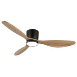 reiga 52" Natural Wood Ceiling Fan with Light and Remote, 3 Blade Flush Mount Low Profile Ceiling Fan for Bedrooom Living Room, Quiet DC Motor reiga