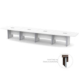 Thaweesuk Shop 18 ft White Modern Boat Shaped Conference Table Room Hide Wires Inside Elliptical Metal Legs Desk Grommets Racetrack Black Power Data Modules Boardroom Office Business Furniture Wood Generic