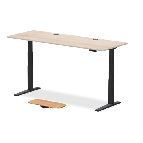 UPLIFTDESK V3 2-Leg Maple Laminate Wood Standing Desk – Adjustable Height, Advanced 1-Touch Memory Keypad, Under Desk Cable Management, Wire Grommets & Rocker Board (Black C-Frame, 80 x 30 inch) UPLIFTDESK