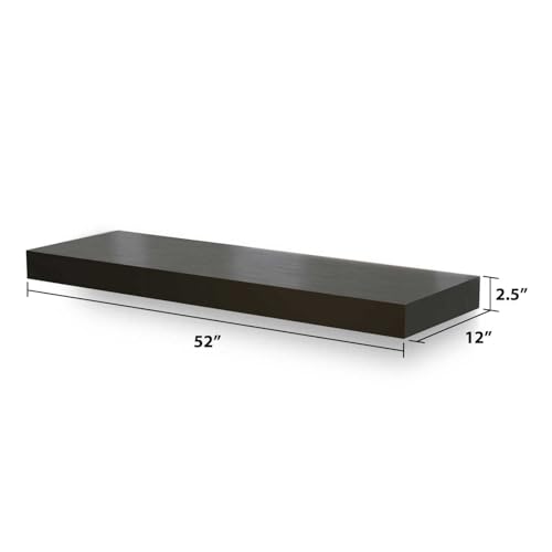 MANTELSDIRECT Titus 52 Inch Metal Stainless Steel Non-Combustible Fireplace Mantel Shelf - Shadow Iron Beautiful Modern Shelf Perfect for Electric Fireplaces and More! MANTELSDIRECT