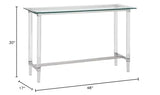 MAKLAINE Rectangular 48" x 17" Clear Glass Console Table w/Clear Acrylic Legs MAKLAINE