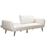 Novogratz Brittany 81.5" Futon Sofa Bed and Couch Sleeper, Ivory Boucle Novogratz
