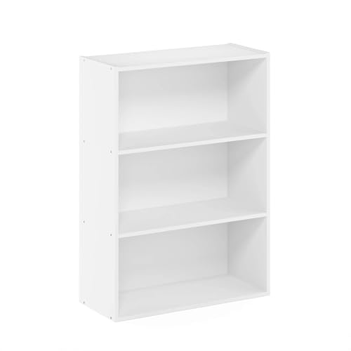 Furinno Pasir 3-Tier Open Shelf Bookcase in Elegant Plain White - WoodArtSupply