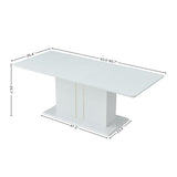 Homy Casa White High Gloss Extendable Dining Table with Black PU Chairs for 6-8 Persons, 63-80.7" Contemporary Wooden Table Set for Dining Room, Conference Room, Reception Area, White (Table) Homy Casa