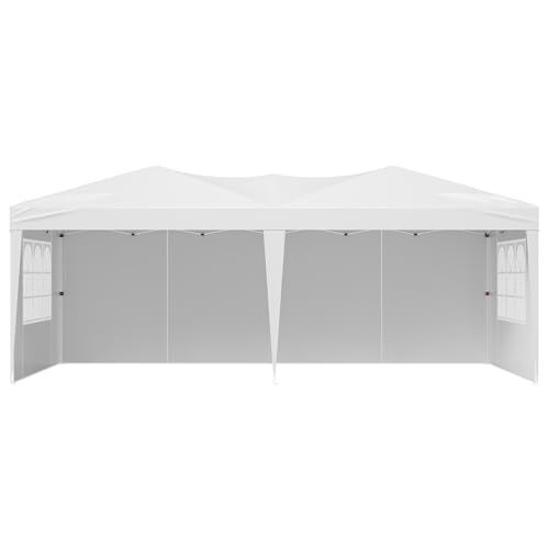 VEVOR Pop Up Canopy, 10 x 20 FT Instant Canopy Portable Gazebo with 3 Sidewalls & 2 Ventilated Windows, Height Adjustable Pop-Up Outdoor Shelter Tent for Events, Patio, Backyard, Party, Parking VEVOR