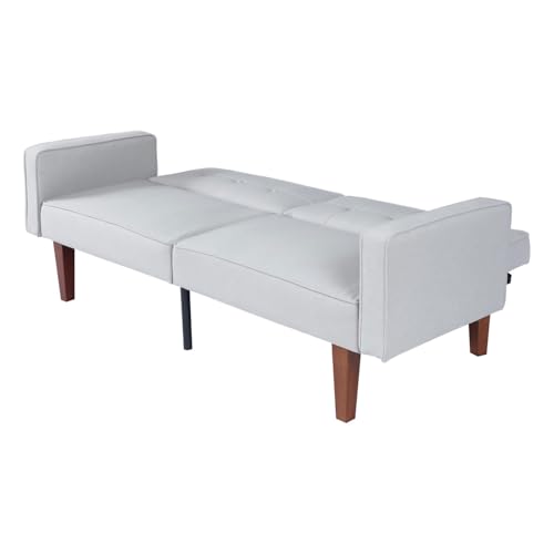 White Modern Guest Chair Sofa Recliner, Adjustable Cotton Fabric Futon Reclining Couch, Sofa Bed, Easy Assembly, Mid-Century Style Conference Seating for Office, Waiting Room, 68"L x 22.4"W x 28.7"H Generic