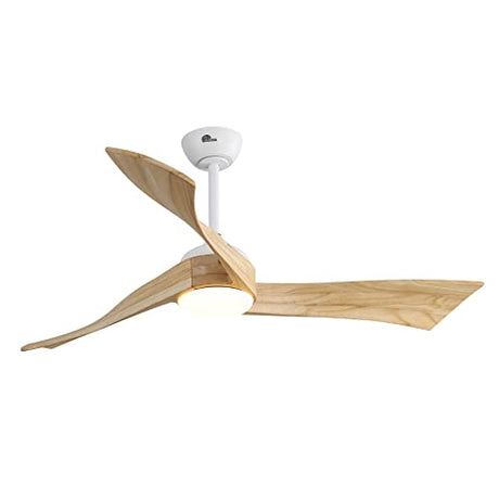 Sofucor Ceiling Fan 52 Inch Wood Ceiling Fan with Lights Remote Control Dimmable Light Reversible DC Motor Modern Ceiling Fan for Kitchen Bedroom Basement Dining Living Room Light Wood Sofucor