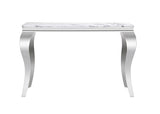 Modern Rectangular Silver Faux Marble Console Table, 0.71" Thick Faux Marble Top, 4 Stainless Steel Legs with Silver Mirrored Finish for Living Room (Silver6) ShopBOPP