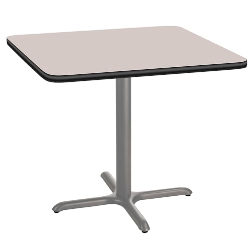 National Public Seating NPS 36" Square Cafe Table with X Base, 30" Height, Particleboard Core/T-Mold, Grey Nebula Top, Grey Frame National Public Seating