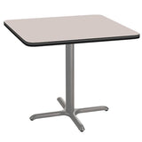 National Public Seating NPS 36" Square Cafe Table with X Base, 30" Height, Particleboard Core/T-Mold, Grey Nebula Top, Grey Frame National Public Seating