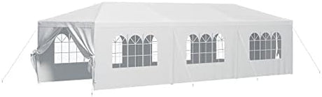 Devoko 10'x30' Heavy Duty White Party Tent - Waterproof Outdoor Wedding Canopy for Backyard, Patio & Events Devoko
