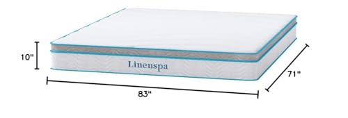 Linenspa 10 Inch Memory Foam and Spring Hybrid Mattress - Medium Feel - Bed in a Box - Quality Comfort and Adaptive Support - Breathable - Cooling - Guest Bedroom - California King Size