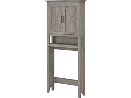 Bush Furniture Key West Over The Toilet Storage Cabinet in Driftwood Gray Bush Business Furniture