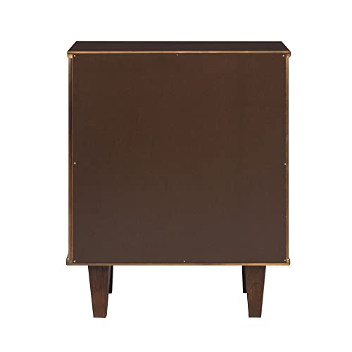 Walker Edison Sprague Contemporary Detailed Drawer Solid Wood Nightstand, 20 Inch, Walnut Walker Edison