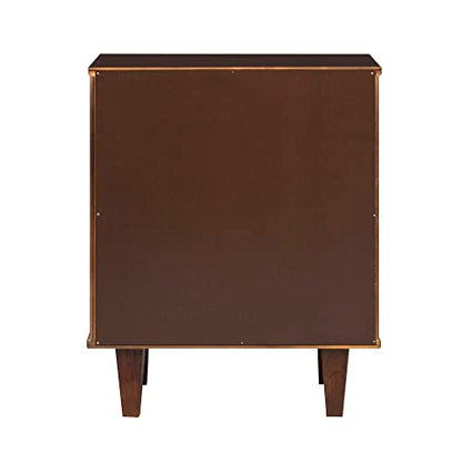 Walker Edison Sprague Contemporary Detailed Drawer Solid Wood Nightstand, 20 Inch, Walnut - WoodArtSupply