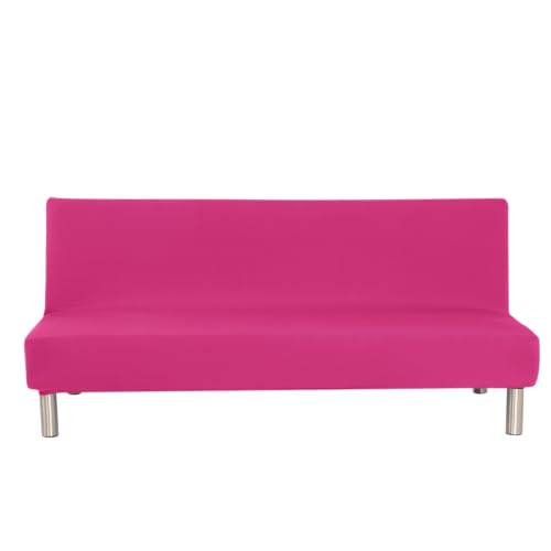 Homonic Solid Colour Armless Sofa Bed Cover Polyester Spandex Stretch Futon Slipcover 3 Seater Elastic Full Folding Couch Cover fits Folding Sofa Bed Without Armrests 80" x 50" in (Rose Red) Homonic