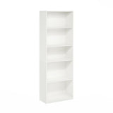 Furinno GEHRY Book Shelf, 5-Tier Bookshelf, Bookcase with Adjustable Shelves, 11.6 x 24.8 x 71.4, for Living Room, Bedroom, Home Office, White Furinno