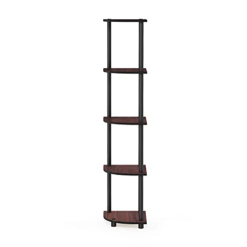 Furinno Turn-N-Tube 5 Tier Corner Display Rack Multipurpose Shelving Unit, 1-Pack, Dark Cherry/Black - WoodArtSupply