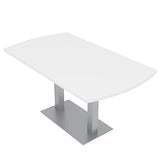 SKUTCHI DESIGNS INC. 6 Person Arc Rectangle Conference Table |Meeting Table with Brushed Silver Square Metal Base | Harmony Series Meeting Tables for Offices, Training Rooms, and Homes | White – 5 Ft SKUTCHI DESIGNS INC.