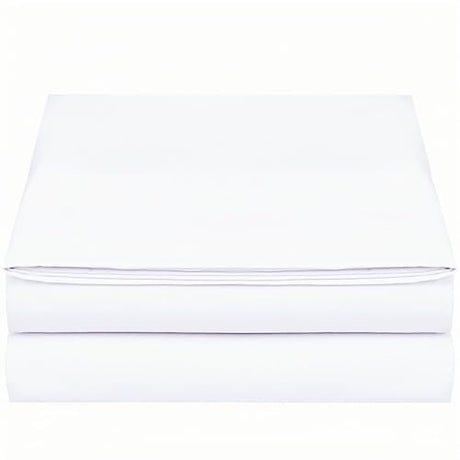 Twin Size Flat Sheet Only, Soft 300 Thread Count 100% Cotton Flat Sheets, Cool & Breathable Bed Sheets, Top Sheet, Flat Sheet Only, Single Flat Sheets Only (Twin, White) HMACOLOR BEDDING